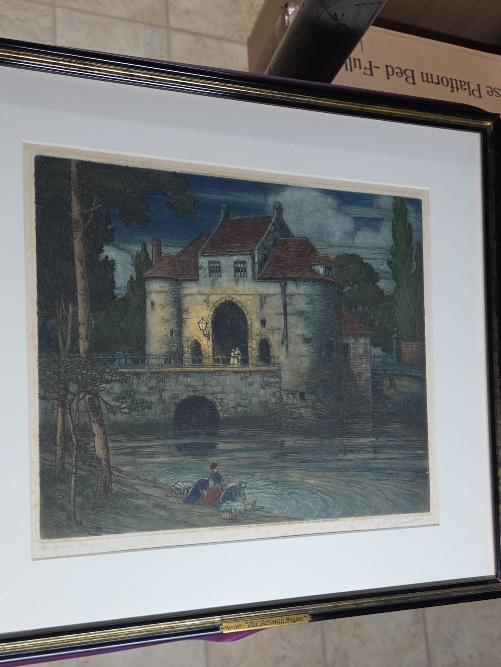 Frederick Marriott RE Etching of Gateway, Bruges